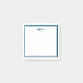 Aquamarin Blue Minimalistisch Simple Monogram Two  Post-it Klebezettel
