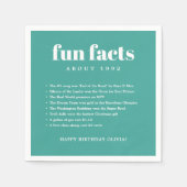 Aquamarin Blue Modern Minimal Fun Fakten Geburtsta Serviette (Vorderseite)