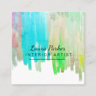 Aquamarin Blue Modern Paint Watercolor Minimaler K Quadratische Visitenkarte