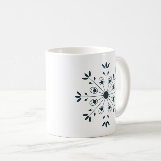 Aquamarin Blue Modern Scandinavian Christmas Snowf Kaffeetasse (VorderseiteRechts)
