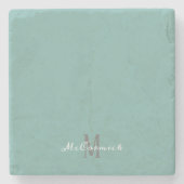 Aquamarin Blue Modern Script Giron Monogram Name Steinuntersetzer (Vorderseite)
