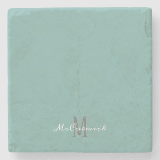 Aquamarin Blue Modern Script Giron Monogram Name Steinuntersetzer (Vorderseite)