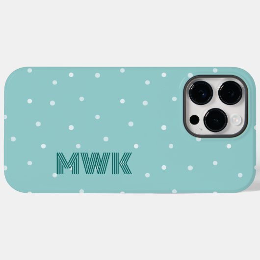 Aquamarin Blue Monogram Case-Mate iPhone Hülle (Rückseite (Horizontal))