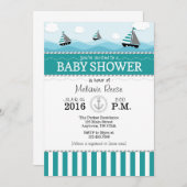 Aquamarin Blue Nautical Baby Shower Einladung (Vorne/Hinten)