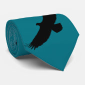 Aquamarin Blue Neck Tie with Flying Eagle - Ihre F Krawatte (Gerollt)