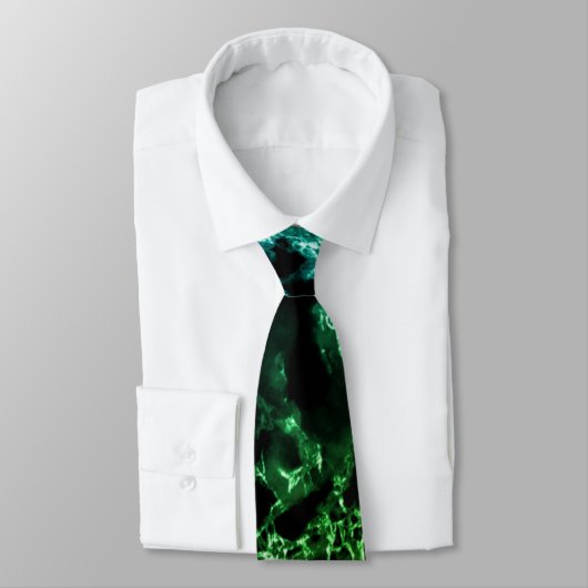 Aquamarin Blue Neon Green Marble Black Neck Tie Krawatte (Gebunden)
