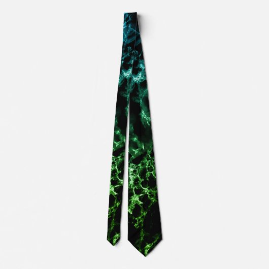 Aquamarin Blue Neon Green Marble Black Neck Tie Krawatte (Rückseite)