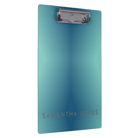 Aquamarin Blue Ombre Einfache Schlichte Personalis Klemmbrett (Rechts)