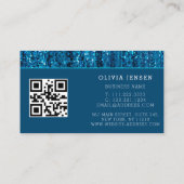 Aquamarin Blue Ombre Glitzer Glamour Marble Modern Visitenkarte (Rückseite)