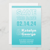 Aquamarin Blue Ombre Save the Date Card Einladung (Vorne/Hinten)