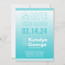 Aquamarin Blue Ombre Save the Date Card