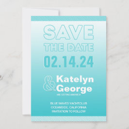 Aquamarin Blue Ombre Save the Date Card Einladung