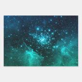 Aquamarin Blue Ombre Sternexplosion Celestial Fire Geschenkpapier Set (Vorderseite 3)