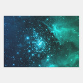 Aquamarin Blue Ombre Sternexplosion Celestial Fire Geschenkpapier Set (Vorderseite 2)