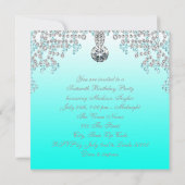 Aquamarin Blue Ombre Sweet 16 Party Einladung (Rückseite)