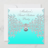 Aquamarin Blue Ombre Sweet 16 Party Einladung (Vorderseite)