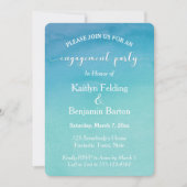 Aquamarin & Blue Ombre Watercolor Engagement Party Einladung (Vorderseite)