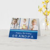 Aquamarin Blue Opa Foto Collage Happy Birthday Karte (Gelbe Blume)