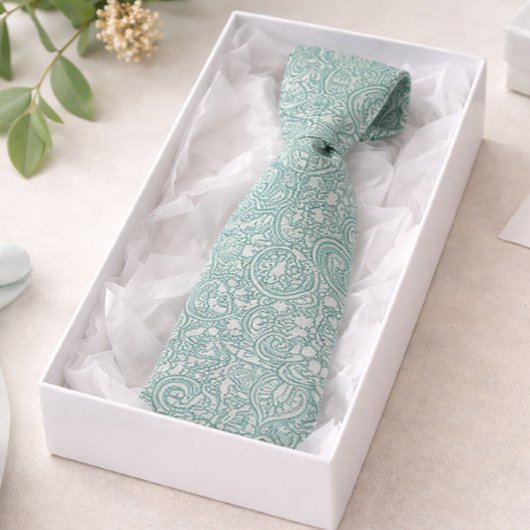Aquamarin Blue Paisley Krawatte