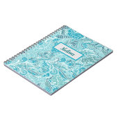 Aquamarin Blue & Paisley Notizblock (Linke Seite)