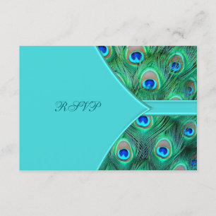Aquamarin Blue Peacock Wedding RSVP