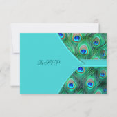 Aquamarin Blue Peacock Wedding RSVP (Vorderseite)