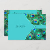 Aquamarin Blue Peacock Wedding RSVP (Vorne/Hinten)