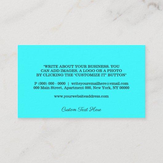 Aquamarin Blue Personal Trainer Yoga Visitenkarte (Rückseite)