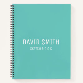 Aquamarin Blue Personalisiert Sketchbook mit Namen Notizblock