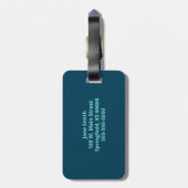 Aquamarin Blue Personalisierte erste Gepäckmarke Gepäckanhänger (Rückseite vertikal)