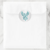 Aquamarin Blue Phoenix auf Silver Runder Aufkleber (Tasche)