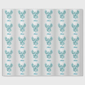 Aquamarin Blue Phoenix mit Name auf Silver Persona Geschenkpapier (Flach)
