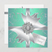 Aquamarin Blue Pink 10. Geburtstagsparty Einladung (Vorne/Hinten)