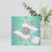 Aquamarin Blue Pink 10. Geburtstagsparty Einladung (Stehend Vorderseite)