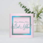 Aquamarin Blue Pink Bat Mitzvah Einladungen (Stehend Vorderseite)
