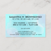 Aquamarin Blue Pink Pet Groomer Hunde Visitenkarte (Rückseite)