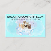 Aquamarin Blue Pink Pet Groomer Hunde Visitenkarte (Vorderseite)