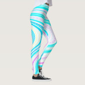 Aquamarin Blue Pink Waves Abstrakt Moderne Kunst N Leggings (Rechts)
