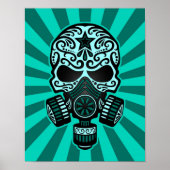 Aquamarin Blue Post Apocalyptic Sugar Skull Poster (Vorne)