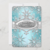 Aquamarin Blue Princess Winter Wonderland Sweet 16 Einladung (Vorderseite)