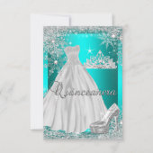 Aquamarin Blue Quinceanera 15. Geburtstagsparty Einladung (Vorderseite)