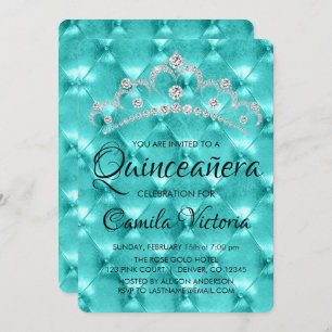 Aquamarin Blue Quinceñera Celebration 15. Geburtst Einladung