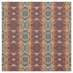 Aquamarin Blue Red Taupe Brown Orange Ethnic Look Stoff