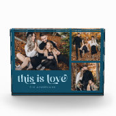 Aquamarin Blue Retro Dies ist Liebe Collage Fotoblock (Vorderseite)