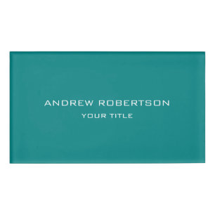 Aquamarin Blue Schlicht Elegante Minimalistisch Ei Namenschild