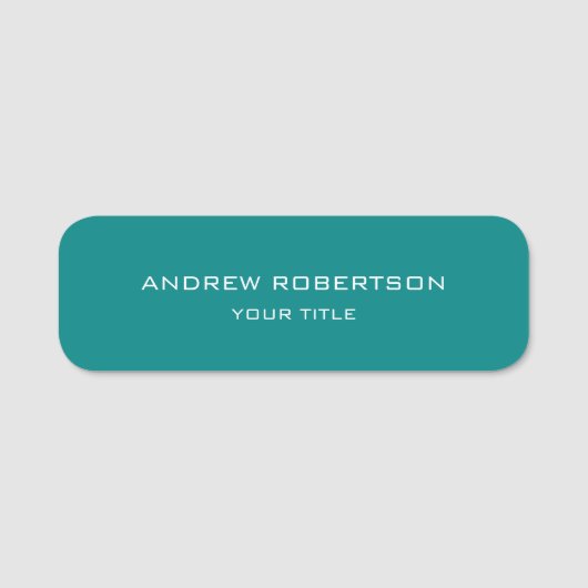 Aquamarin Blue Schlicht Elegante Minimalistisch Ei Namensschild (Vorderseite)