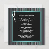 Aquamarin Blue Schwarz-weiß Rosary Girls erste Kom Einladung (Rückseite)