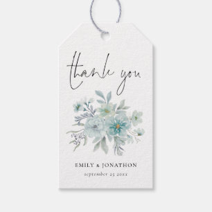 Aquamarin Blue Sea Mist Floral Vielen Dank Geschenkanhänger