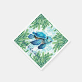 Aquamarin Blue Sea Turtle Seaweed Boy Baby Dusche Serviette (Ecke)