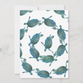 Aquamarin Blue Sea Turtles Elegante Gold Beach Hoc Einladung (Rückseite)